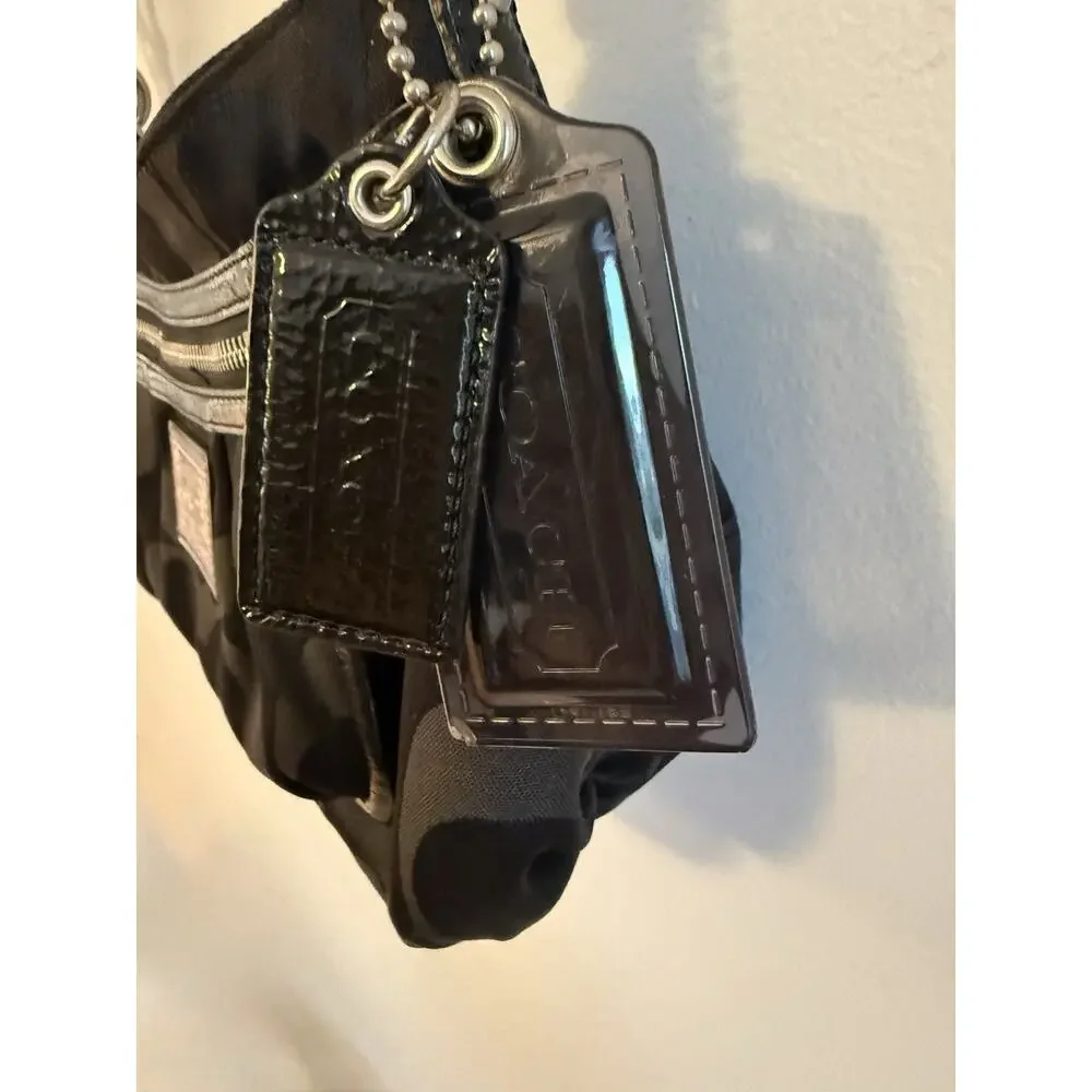 Coach Poppy Signature C BLACK Shoulder Crossbody Bag Black 2 Straps Y2K No 14562